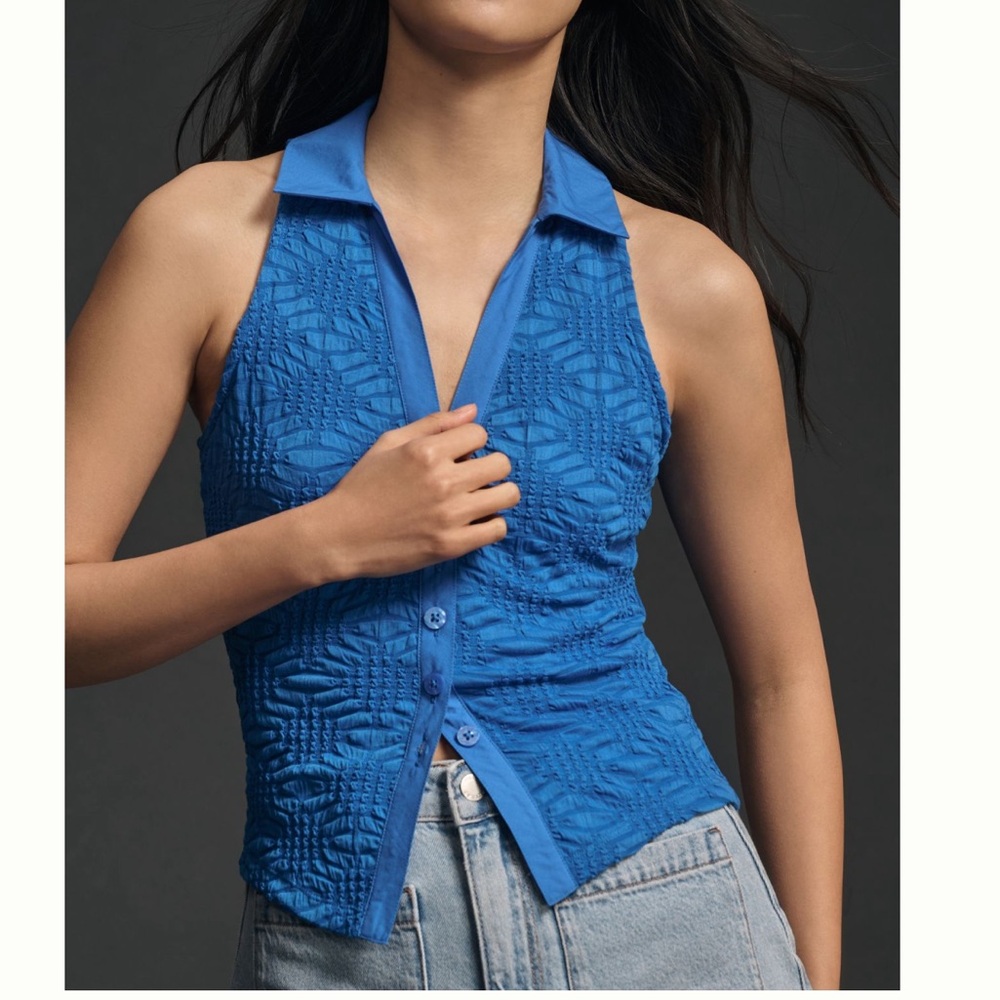 Maeve halter collared ruched tank